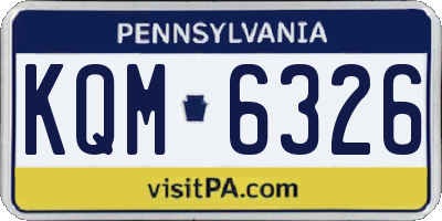 PA license plate KQM6326