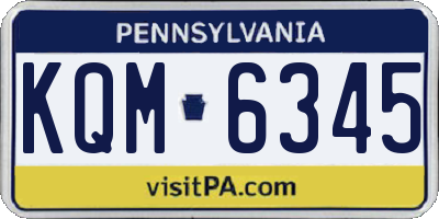 PA license plate KQM6345