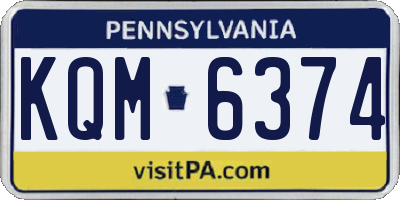 PA license plate KQM6374