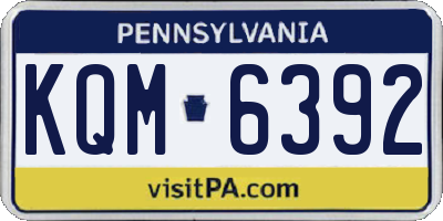 PA license plate KQM6392