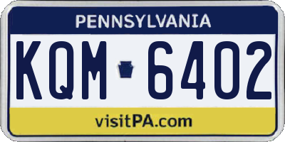 PA license plate KQM6402