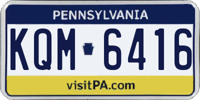 PA license plate KQM6416