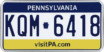 PA license plate KQM6418
