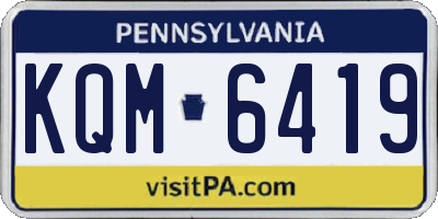 PA license plate KQM6419