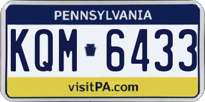 PA license plate KQM6433
