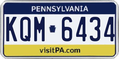 PA license plate KQM6434