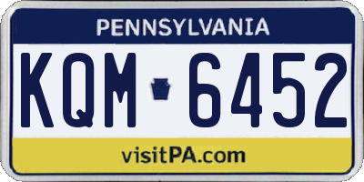 PA license plate KQM6452
