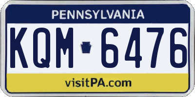 PA license plate KQM6476