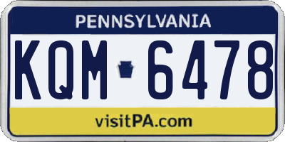 PA license plate KQM6478