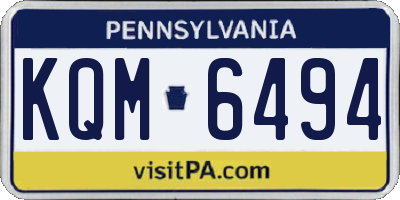 PA license plate KQM6494