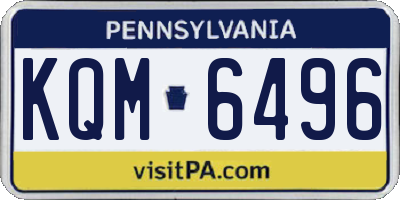 PA license plate KQM6496