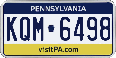 PA license plate KQM6498