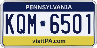 PA license plate KQM6501