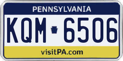 PA license plate KQM6506