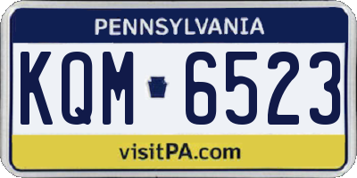 PA license plate KQM6523