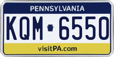 PA license plate KQM6550