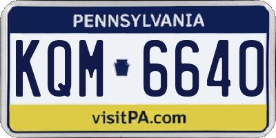 PA license plate KQM6640