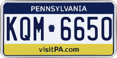 PA license plate KQM6650