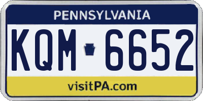 PA license plate KQM6652