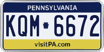 PA license plate KQM6672