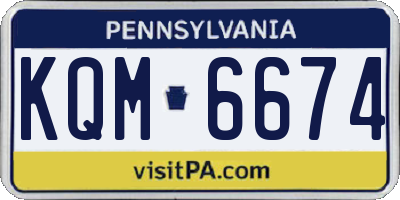 PA license plate KQM6674