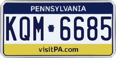 PA license plate KQM6685