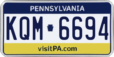 PA license plate KQM6694