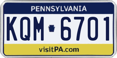 PA license plate KQM6701