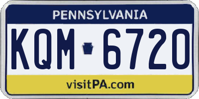 PA license plate KQM6720