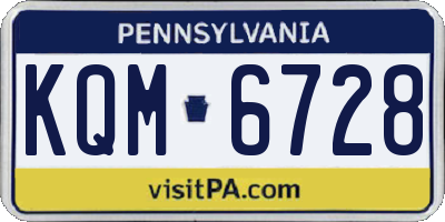 PA license plate KQM6728
