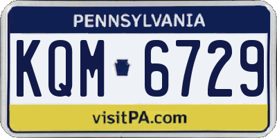 PA license plate KQM6729