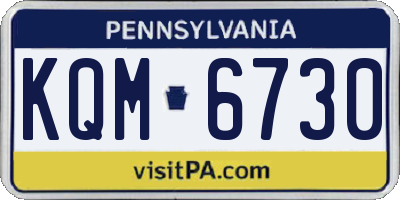PA license plate KQM6730
