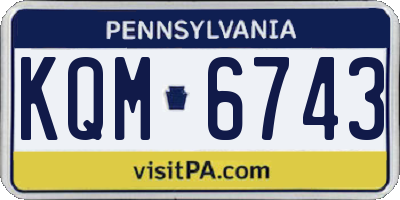 PA license plate KQM6743