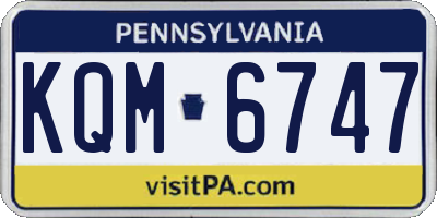 PA license plate KQM6747