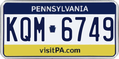 PA license plate KQM6749