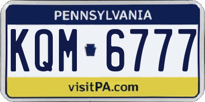 PA license plate KQM6777