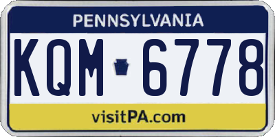 PA license plate KQM6778