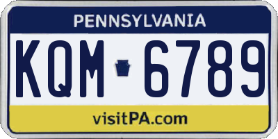 PA license plate KQM6789