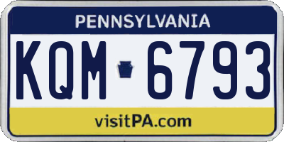 PA license plate KQM6793