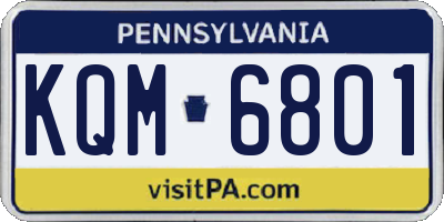 PA license plate KQM6801