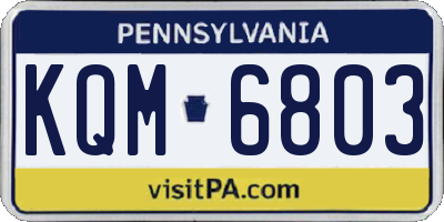 PA license plate KQM6803