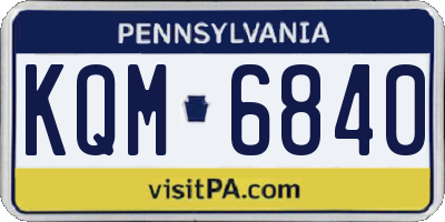 PA license plate KQM6840