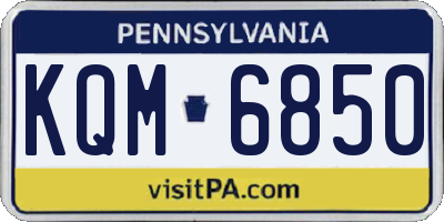 PA license plate KQM6850