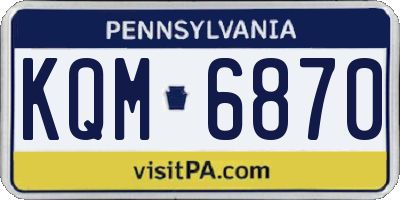 PA license plate KQM6870