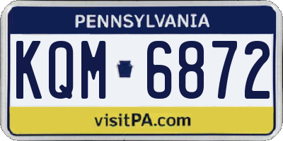 PA license plate KQM6872