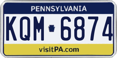 PA license plate KQM6874
