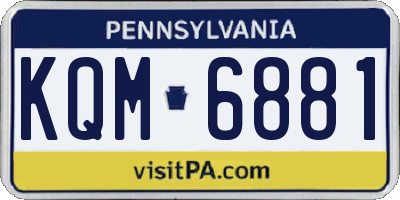 PA license plate KQM6881