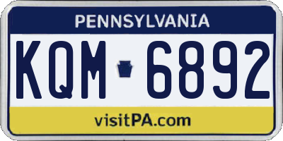 PA license plate KQM6892