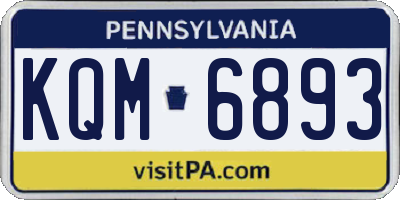 PA license plate KQM6893
