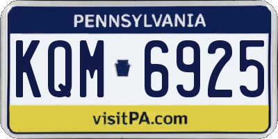 PA license plate KQM6925